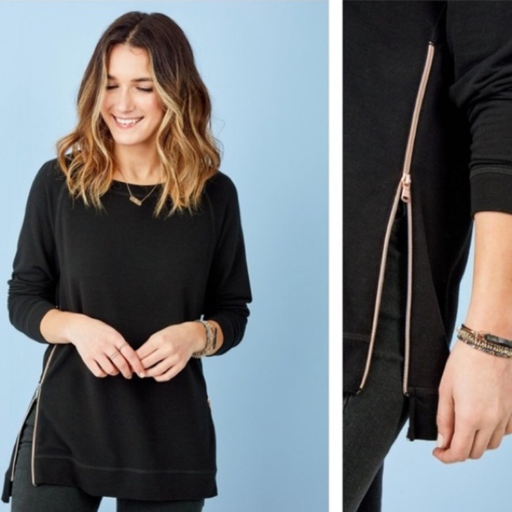 Stella & Dot | Black Zip Sweatshirt